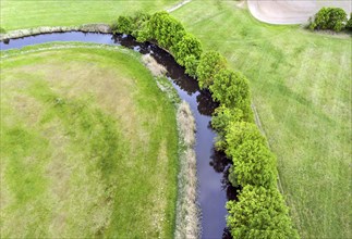 Aerial photo, natural course of the Spree, Mönchwinkel, 16 05 2023