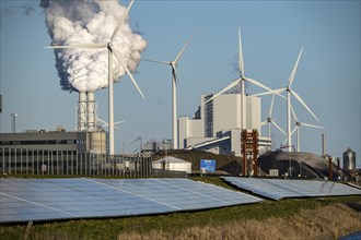 Solar park on the Slaperdijk dyke near the Eemshaven, test project, 17, 000 solar modules were