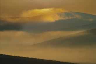 Sunrise in the Crete Senesi, Province of Siena, Tuscany, Italy, Europe