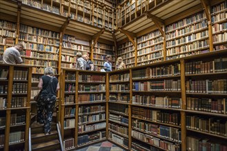 Beautiful library with old books, Benedictine Abbey Maria Laach, Eifel, Rhineland-Palatinate,