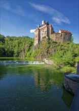 Kriebstein Castle, hilltop castle or Spornburg from the late Middle Ages on the River Zschopau,