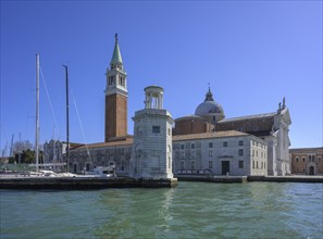 Lighthouse and Church of San Giorgio Maggiore, Venice, Metropolitan City of Venice, Italy, Europe