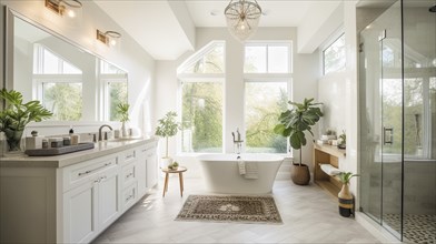 Luxurious custom bathroom upgrade interior, generative AI, AI generated