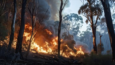 California forest fire out of control, AI generated