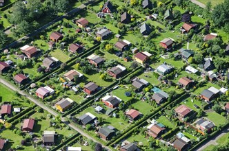 Aerial view, garden, allotment garden, urban greenery, Hamburg, Germany, Europe