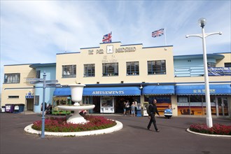 The Pier Bandstand amusements on the seafront at Weymouth, Dorset, England, UK