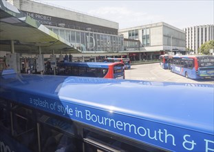 Bus station and The Project Climbing Centre, Poole, Dorset, England, UK