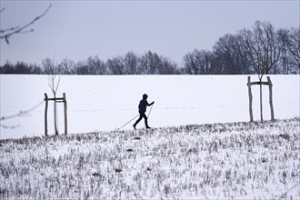 Cross-country skiing, winter landscape, Germany, Europe