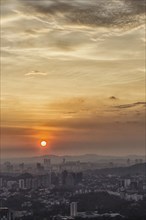 Sunset over Kuala Lumpur city centre, Malaysia, Asia