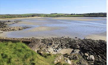 Coastal scenery River Arigideen estuary low tide, Burren, Rathclaren, County Cork, Ireland, Irish