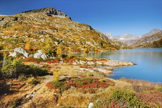 Lac d'Emosson and Pointe de la Finive in the Valais mountains, Switzerland, Europe