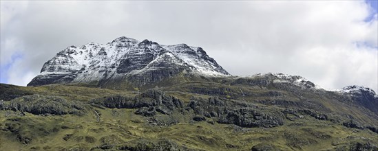 The mountain Slioch covered in snow in spring, Wester Ross, Highlands, Scotland, UK