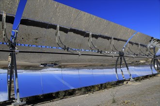 Curved concave reflector mirrors at the solar energy scientific research centre, Tabernas, Almeria,