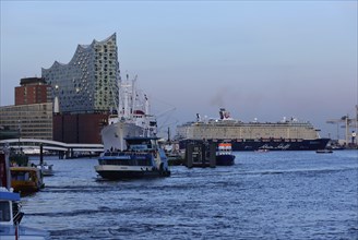 Hamburg, HafenCity, Elbe Philharmonic Hall concert hall, Mein Schiff 6. cruise ship