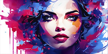 AI generated abstract portrait in vector art foundation watercolor textures with overlapping