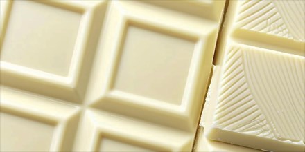 Close up of white chocolate bars. Broken up white chocolate bars, AI generated