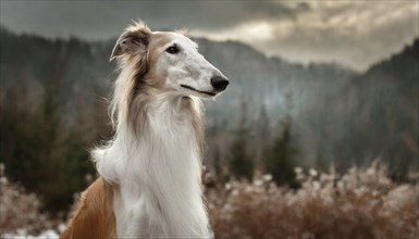 Pets, dog, borzoi, greyhound, recognised Russian dog breed, AI-generated, AI-generated, AI