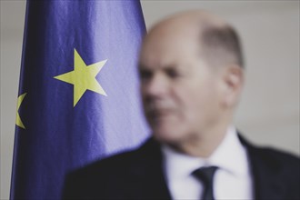 Olaf Scholz (SPD), Federal Chancellor, speaks to the media after a joint meeting with Ferdinand