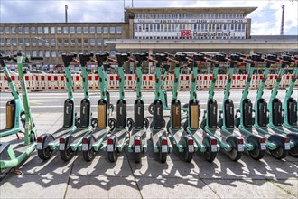 Parking space for e-scooters at the main railway station, provider Tier, in e-scooter sharing with