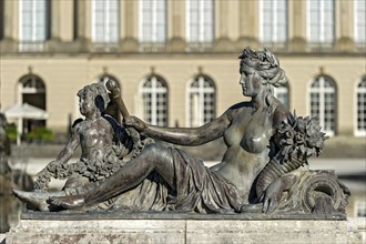 Mythological female figure at the edge of the Fama Fountain, Fama Fountain, fountain, fountain,