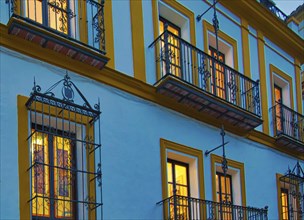 Seville streets at an early sunset in the historic center