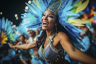 Captivating image capturing the essence of the Rio Carnival, showcasing a dancer adorned in an