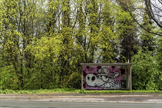 Bus stop shelter, local transport in the countryside, near Breckerfeld-Wengeberg, on Brantender