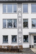 Town hall, of a small municipality, facade with lettering, symbolic image, Breckerfeld, North