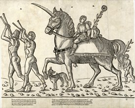 Unicorn. Trumpeters leading Caesar on horseback, from 'The Triumphs of Caesar', 1504, Jacob of