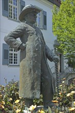 Monument to Heinrich Hansjakob with stick by sculptor Gerold Jäggle 2008, writer, politician,