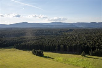 View of Wurmberg (l) and the Brocken (r), Tanne, Saxony-Anhalt, Germany, Europe