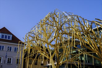 Exhibition building under construction, market square, Lichtenfels, Upper Franconia, Bavaria,