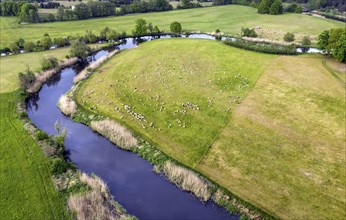 Aerial photo, natural course of the Spree, Mönchwinkel, 16 05 2023