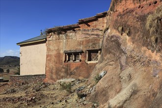 Outer wall of the Abraha Atsbeha rock church, Abreha wa Atsbeha monastery, Ethiopia, Africa