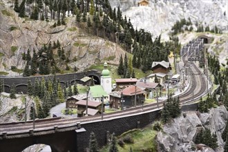 Mountain village in the Alps at Miniatur Wunderland Hamburg, Germany, Europe