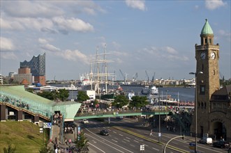 Europe, Germany, Hamburg, Elbe, harbour, St. Pauli Landungsbrücken station, glass centre, Elbe