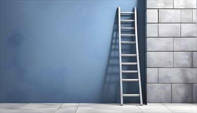 Three dimensional render of ladder leaning against a wall, AI generated