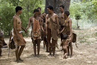 Bushman woman dancing, San, Namibia, Africa