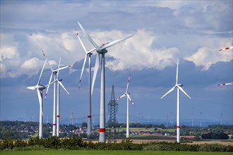 Wind farm near Radlinghausen, part of the town of Brilon, North Rhine-Westphalia, Germany, Europe