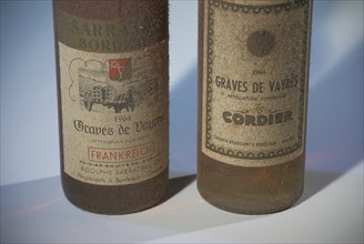 Red wine Bordeaux, France, 1964, Graves des Vayres, old bottles, cellar find, Europe