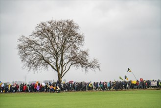 Demonstration against the demolition of the lignite village of Lützerath, from the village of