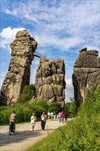 The Externsteine, a sandstone rock formation, in the Teutoburg Forest, near Horn-Bad Meinberg,