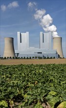 The RWE lignite-fired power plant Neurath, near Grevenbroich, Germany, largest German coal-fired