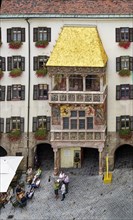 Golden Roof, late Gothic oriel at the New Court, Innsbruck Old Town, Innsbruck, Tyrol, Austria,