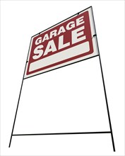 Left facing garage sale yard sign isolated on a white background