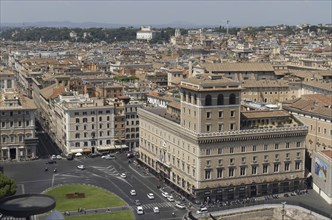 View from Monumento Vittorio Emanuele II, Piazza Venezia with Palazzo della Assicurazioni Generali,