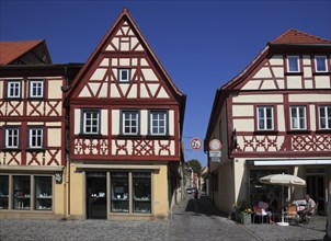 Historic half-timbered houses in Hassfurt, Hassberge district, Lower Franconia, Bavaria, Germany,