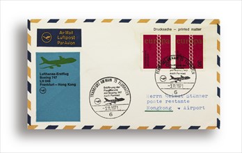 First flight letter, first flight cover, Lufthansa first flight LH648 with Boeing 747 from