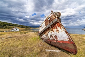 Shipwreck in the maritime museum in the Estancia Harberton estate of missionary Thomas Bridges,