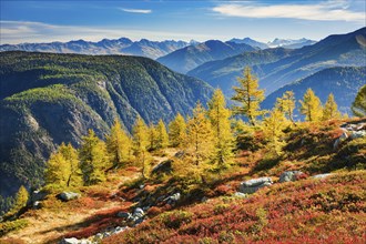 View from Finhaut over the unspoilt expanse of the Lower Valais with the Dent Blanche in the